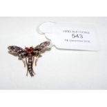 An attractive diamond and ruby "Dragonfly" brooch