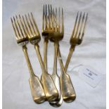 Set of six heavy silver dining forks - 14oz