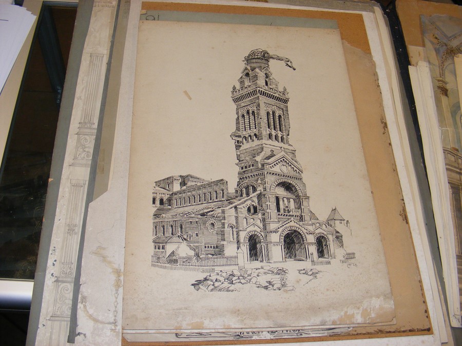 Interesting folio of original Architect's painting - Image 3 of 10