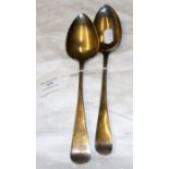 Two silver serving spoons - London hallmarks