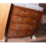 Antique chest of two short and three long drawers