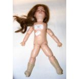 A small bisque head doll with composite body - 32c