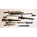 Selection of bayonets with scabbards and loose - G