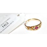 Ruby and diamond ring in 18ct gold setting