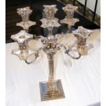 A modern silver five branch elaborate candelabra -