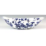 A 19TH CENTURY BLUE AND WHITE SPODE TYPE OVAL BOWL 33cm wide 18.5cm deep 8.5cm high.