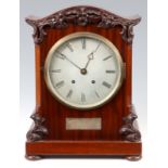 AN EARLY 20th CENTURY GERMAN MAHOGANY BRACKET CLOCK BY WINTERHALDER & HOFFMEIER the case with