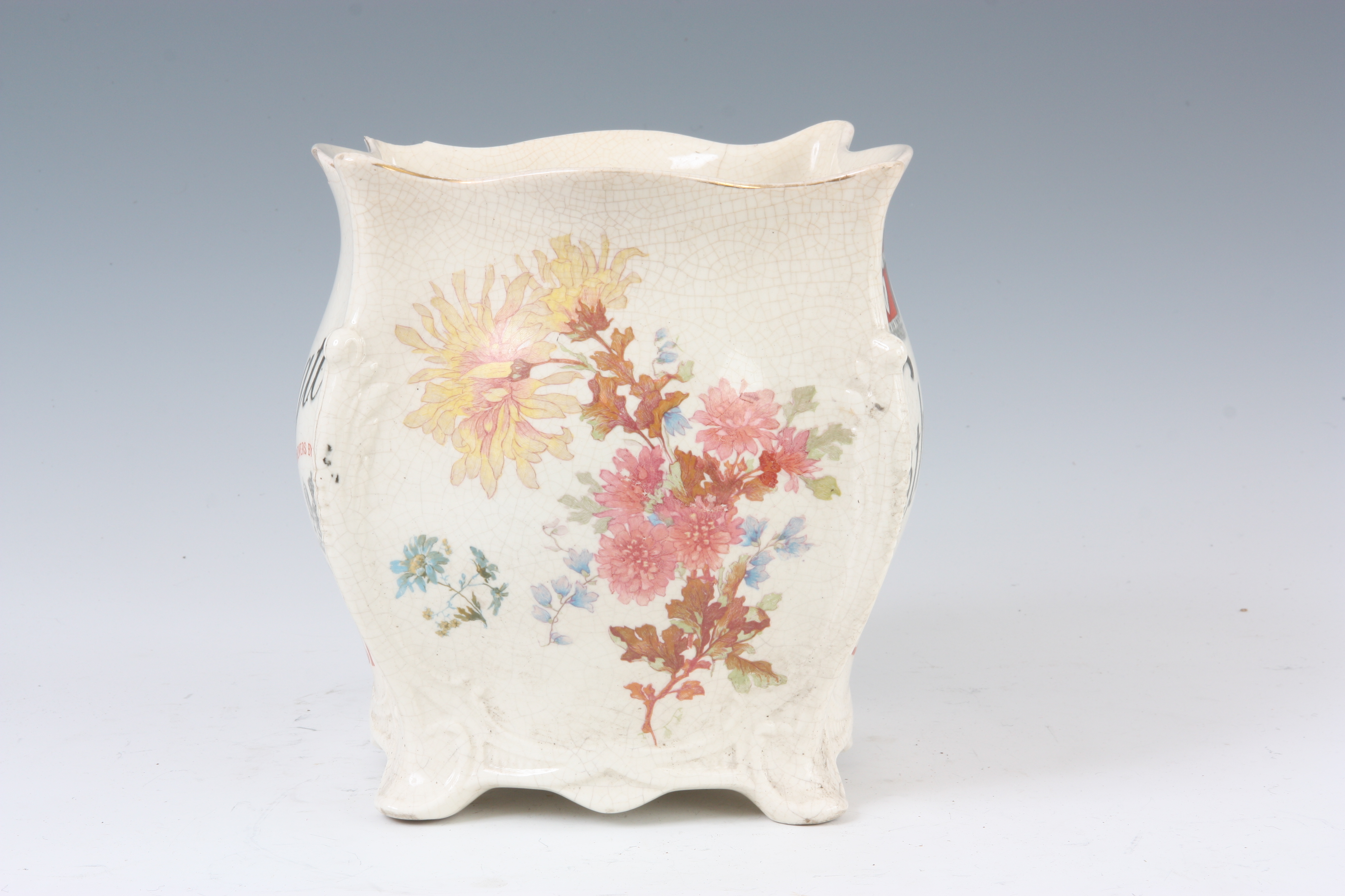 AN EARLY 20th CENTURY MINTON ADVERTISING JARDINIERE for Worthington’s Ale having floral designed - Image 2 of 4