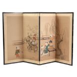 AN EARLY 19th CENTURY CHINESE FOLDING SCREEN painted with young boys playing in a garden setting,