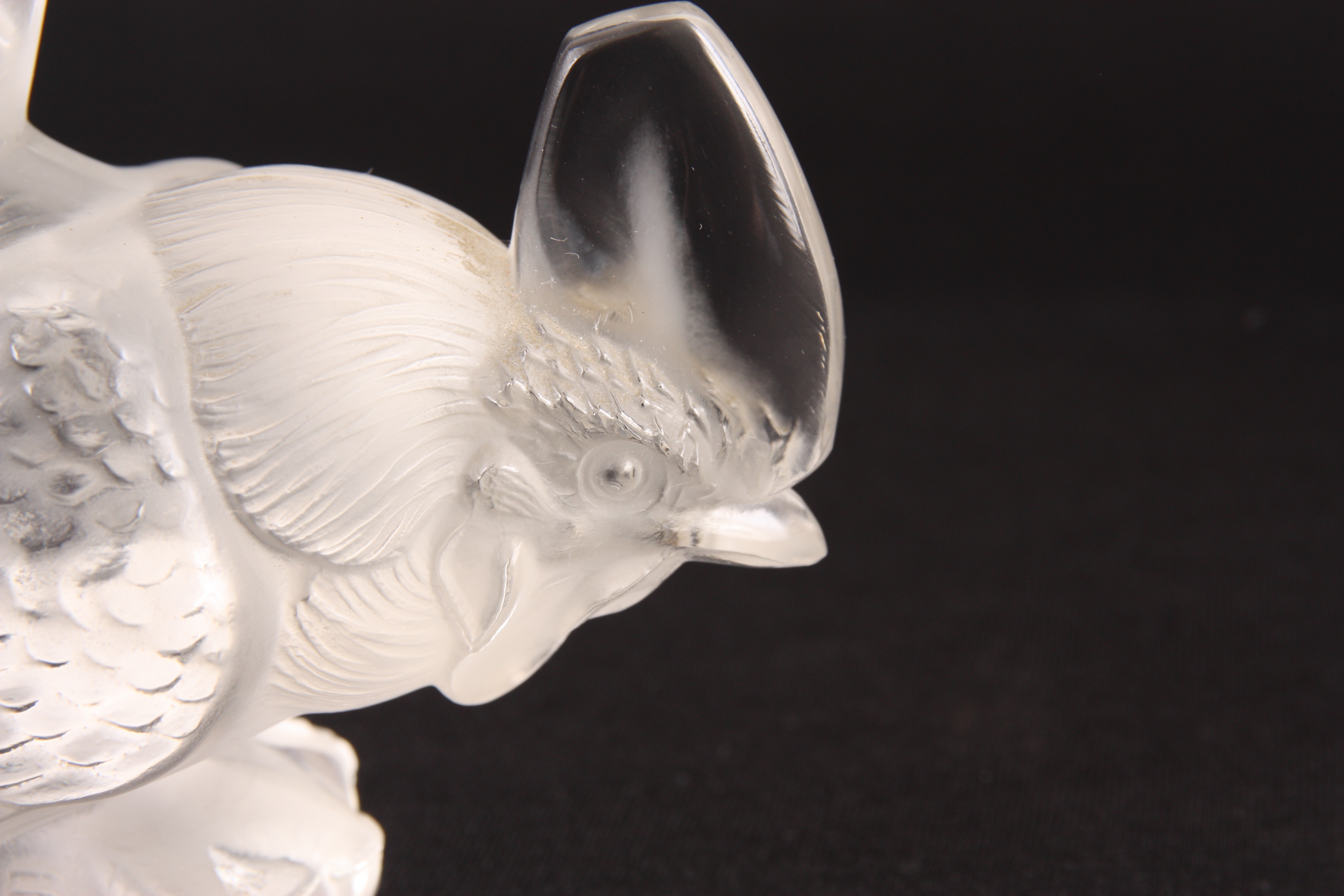 R, LALIQUE, A 'COQ NAIN' FROSTED GLASS CAR MASCOT depicting a crouching cockerel signed with moulded - Image 2 of 7