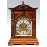 A LATE 19th CENTURY GERMAN BURR WALNUT LENZKIRCH QUARTER CHIMING BRACKET CLOCK the brass mounted