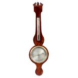 HITZMAN & CO, CAMBRIDGE A GEORGE III MAHOGANY BOXWOOD AND EBONY STRUNG WHEEL BAROMETER/THERMOMETER