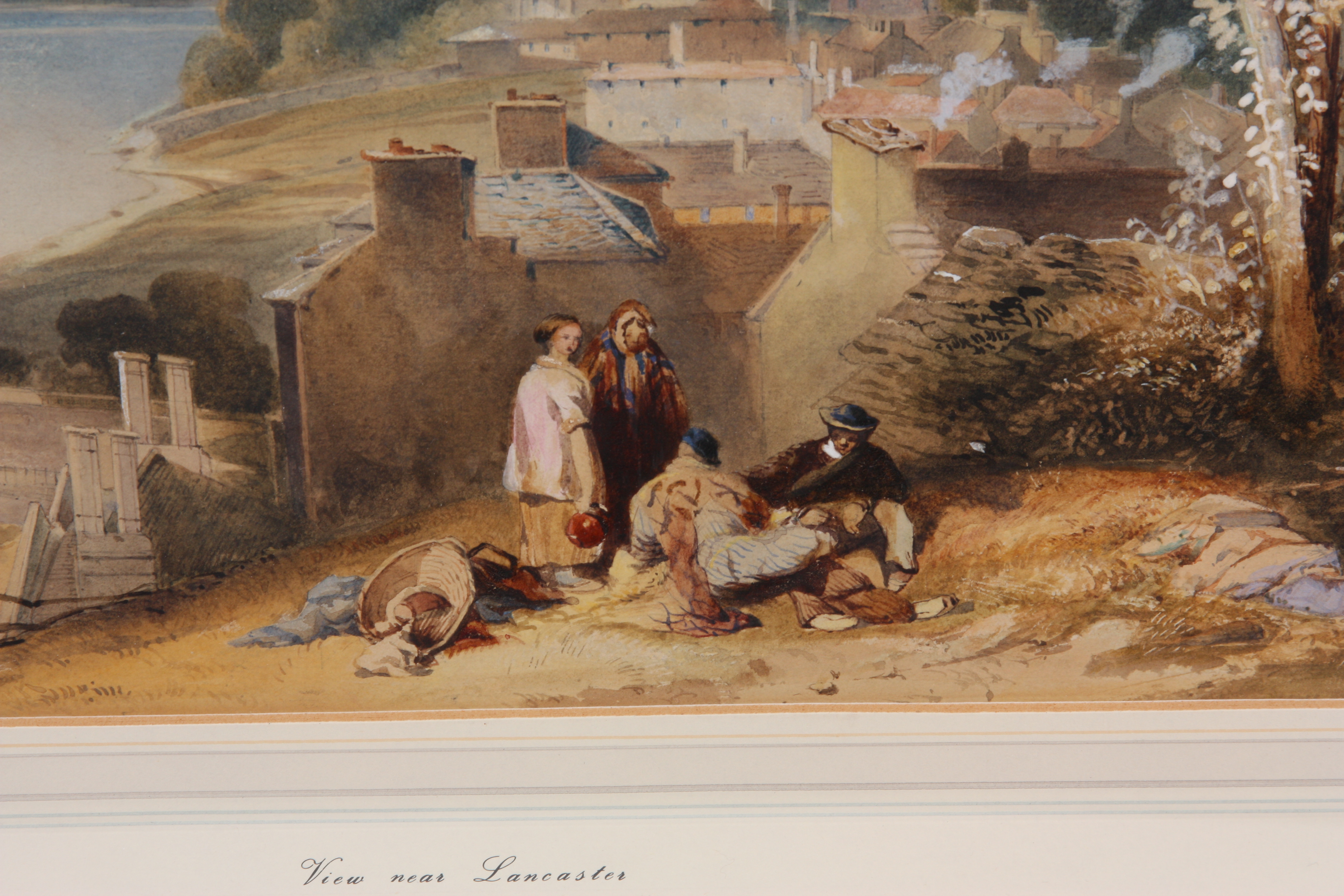 EDWIN DAY 1852 WATERCOLOUR View near Lancaster, 36.5cm high 52.5cm wide, labels to the reverse - - Image 3 of 6