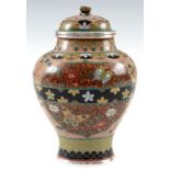 A MEIJI PERIOD JAPANESE CLOISONNE VASE AND COVER WITH SILVER WIRE WORK finely decorated with flowers
