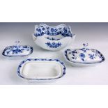 TWO MEISSEN BLUE AND WHITE GRADUATED SMALL TUREEN’S AND COVERS, A SIMILAR SMALL DISH AND A LARGE