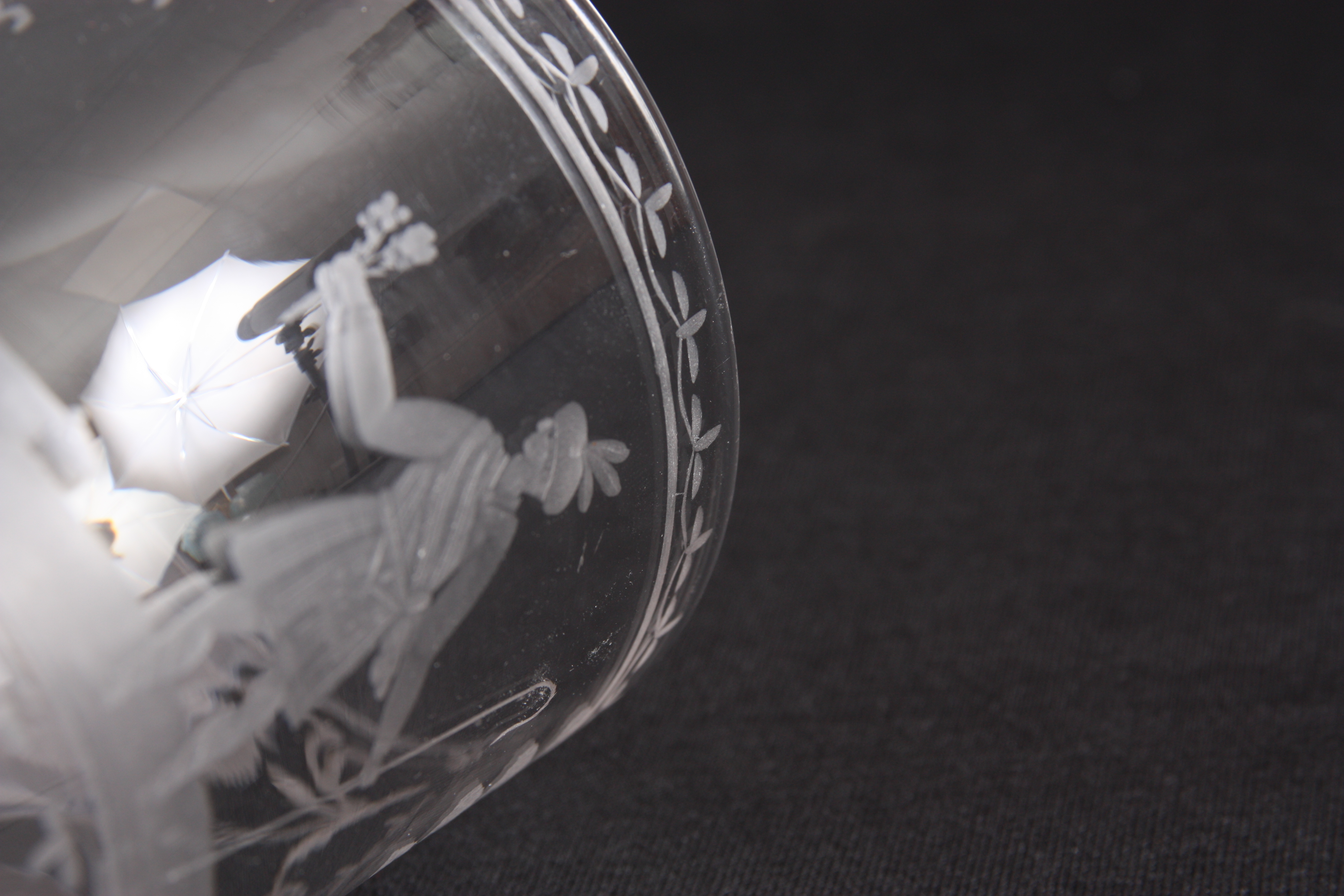 A 19TH CENTURY ENGRAVED GLASS RUMMER depicting a Scottish Shepherd with this sheep, the reverse - Image 7 of 7