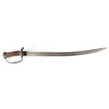 AN EARLY 18th CENTURY HUNTING HANGER the slightly curved single-edged blade with double fuller