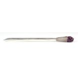 A RARE SILVER AND AMETHYST PAPER KNIFE WITH ROYAL AND EQUESTRIAN INTEREST the blade with engraved
