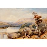 EDWIN DAY 1852 WATERCOLOUR View near Lancaster, 36.5cm high 52.5cm wide, labels to the reverse -
