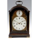 COLEMAN, LONDON A GEORGE III EBONISED TRIPLE PAD TOP BRACKET CLOCK the brass mounted case with