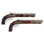 JOSEPH EGG, LONDON A PAIR OF GEORGE III FLINTLOCK CONVERTED TO PERCUSSION DUELLING PISTOLS with