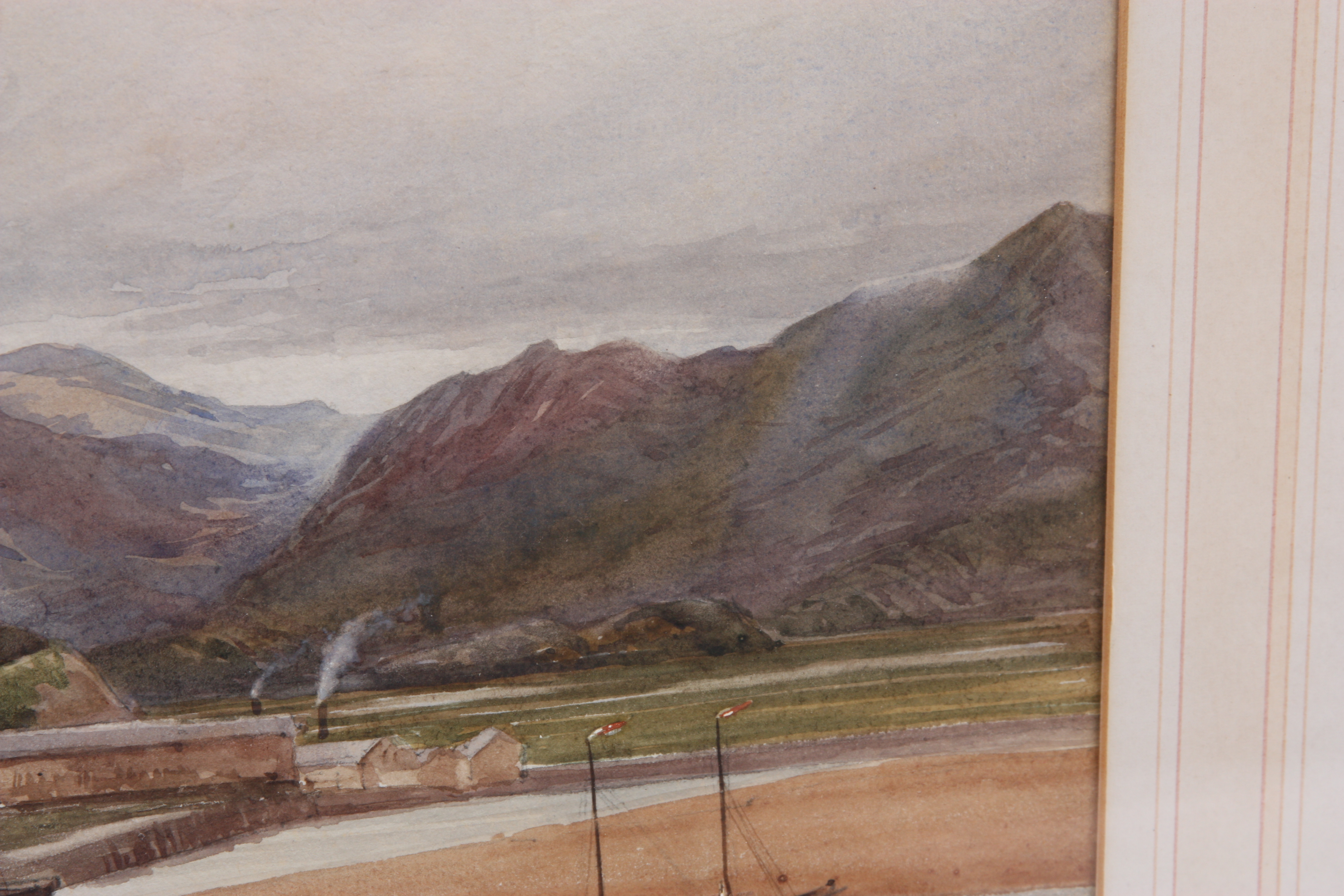 E. NICHOLSON 1870 WATERCOLOUR Landscape scene with estuary and boats 24.5cm high 45cm wide - - Image 4 of 5