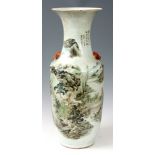 A LATE 19TH EARLY 20TH CENTURY POLYCHROME REPUBLIC OF CHINA TAPERING SHOULDERED VASE with