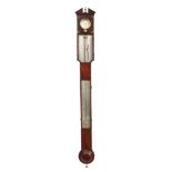 JOHN MERRY RONKETTI, BLOOMSBURY A FINE GEORGE III MAHOGANY AND SHELL INLAID STICK BAROMETER having