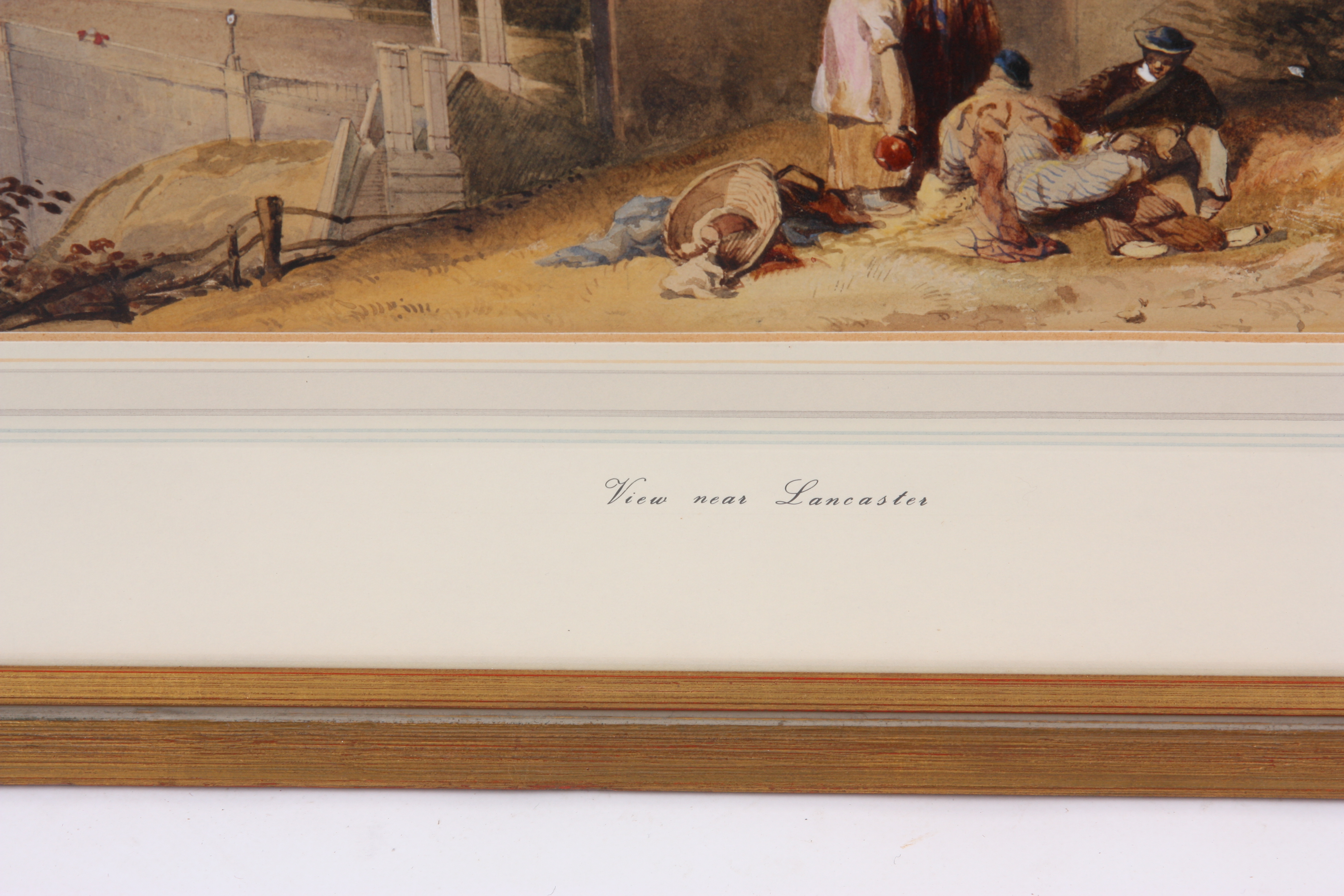 EDWIN DAY 1852 WATERCOLOUR View near Lancaster, 36.5cm high 52.5cm wide, labels to the reverse - - Image 2 of 6