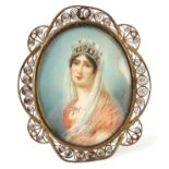 AN EARLY 19th CENTURY MINIATURE ON IVORY OF PRINCESS JOSEPHINE signed Dupre mounted in gilt