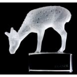 R. LALIQUE CLEAR AND FROSTED 'DAIM' PAPERWEIGHT modelled as a Roe Deer etched signature to base in