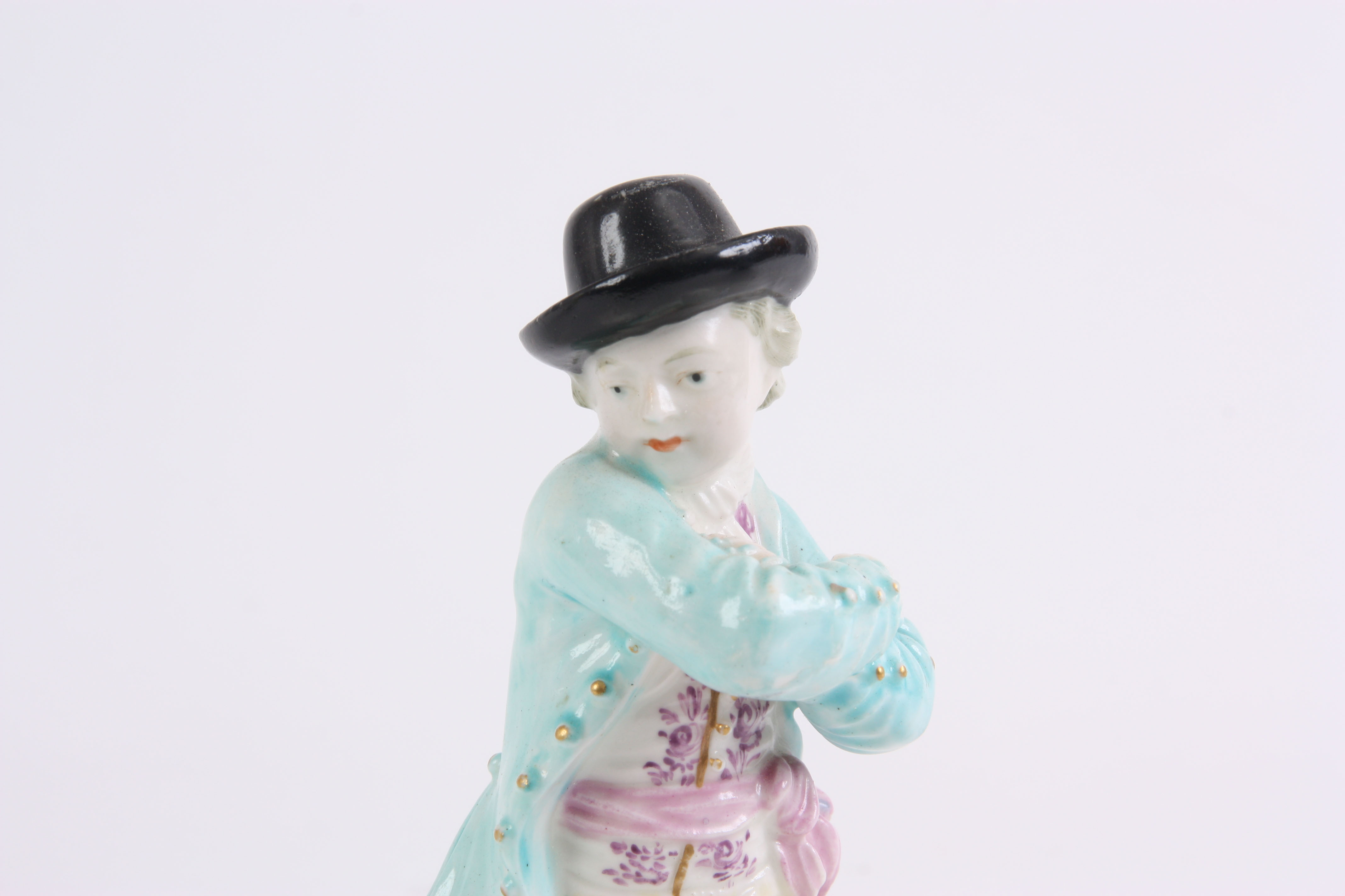 AN 18TH/EARLY 19TH CENTURY PRATT TYPE HOLLOW BASE POLYCHROME SHEPHERDESS FIGURE 26cm high and a - Image 7 of 13