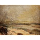 GEORGE HORTON 1859 - 1950 OIL ON CANVAS South Shields Sands 31.5cm high 41cm wide. Title and dated