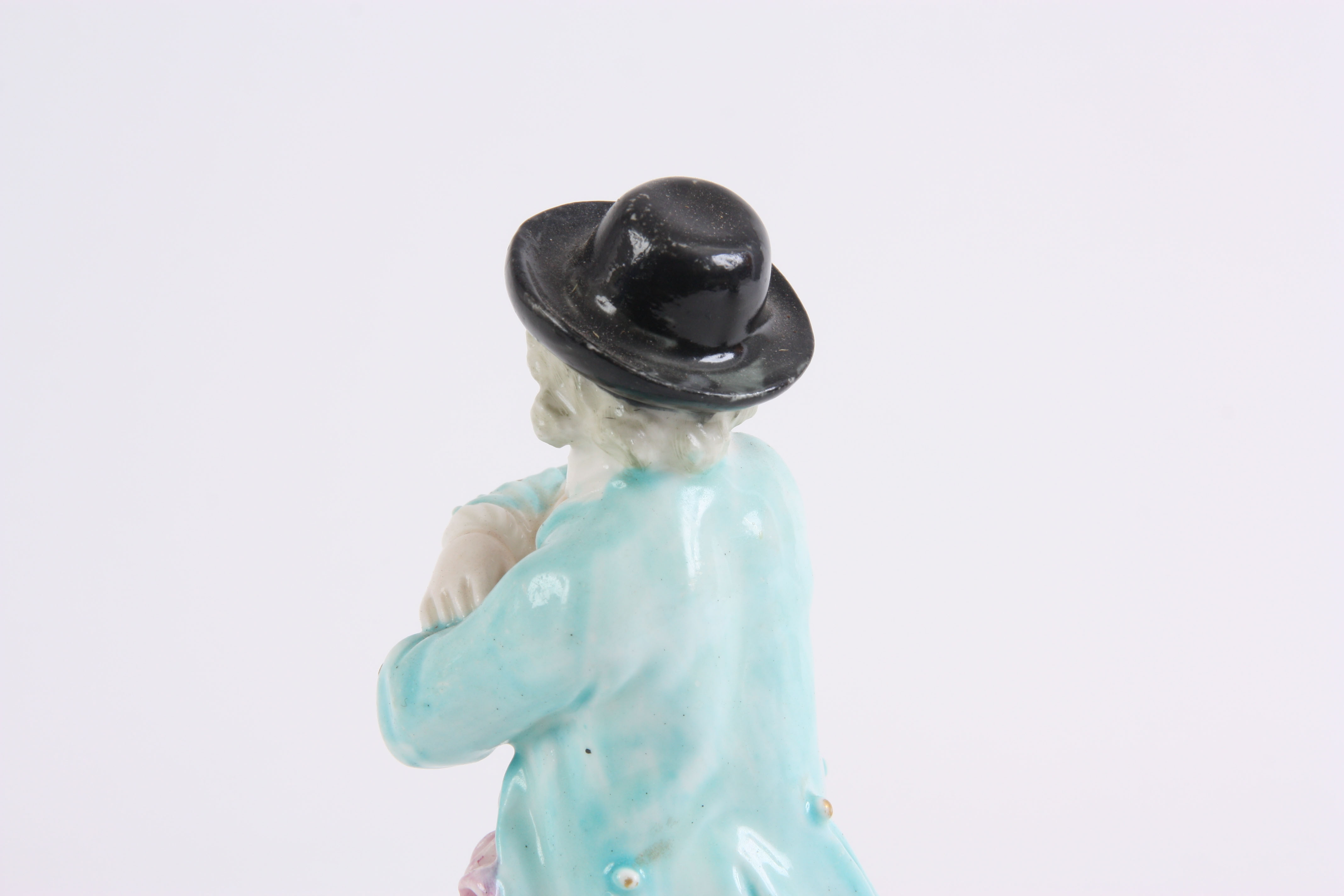 AN 18TH/EARLY 19TH CENTURY PRATT TYPE HOLLOW BASE POLYCHROME SHEPHERDESS FIGURE 26cm high and a - Image 11 of 13