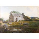 J M SOUTHERN RA.  WATERCOLOUR  A large late 19th century Welsh country cottage scene 70cm high,