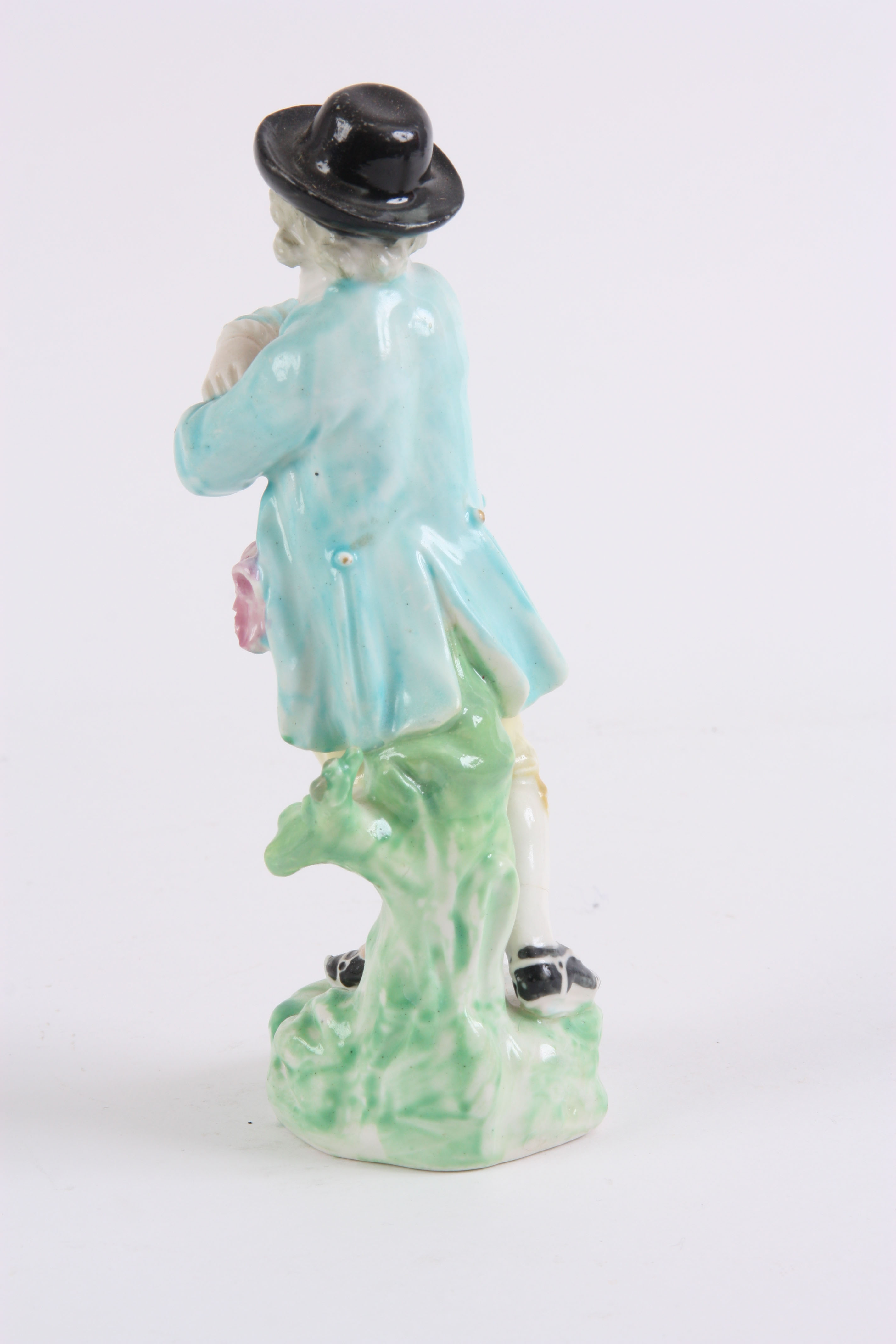 AN 18TH/EARLY 19TH CENTURY PRATT TYPE HOLLOW BASE POLYCHROME SHEPHERDESS FIGURE 26cm high and a - Image 10 of 13