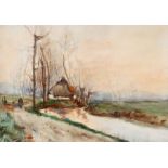A LATE 19TH CENTURY WATERCOLOUR, A DUTCH RIVER LANDSCAPE - indistinctively signed to the bottom
