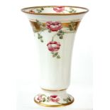 WILLIAM MOORCROFT, A TRUMPET SHAPED MACINTYRE VASE tubeline decorated with Roses garland design -