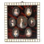 A 19th CENTURY GROUP SET OF MINIATURES ON IVORY OF NAPOLEON AND HIS CHILDREN all signed by Stronley,