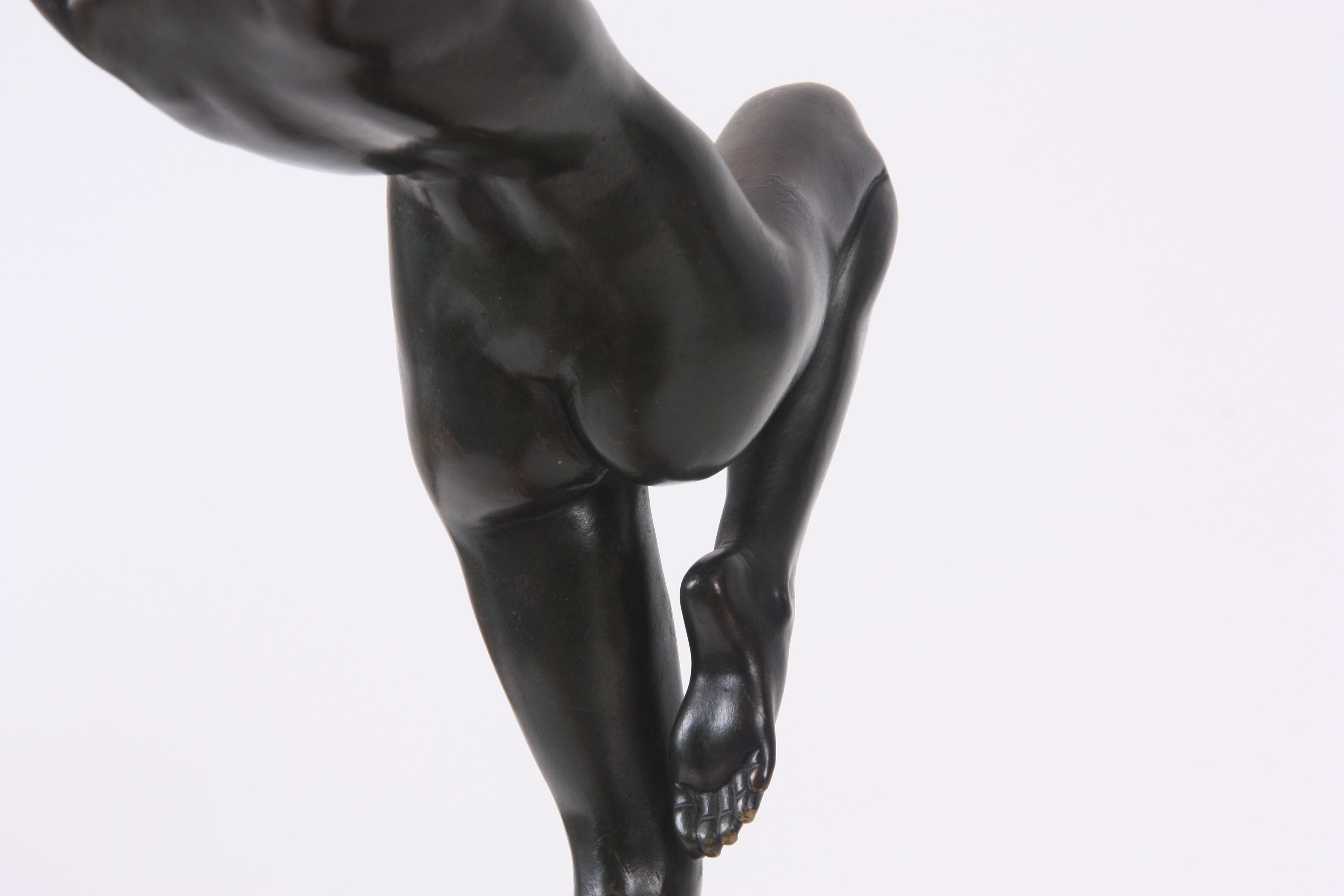 PIERRE LE FAGUAYS 1892 - 1962. A FRENCH ART DECO PATINATED BRONZE SCULPTURE formed as nude dancer - Image 7 of 9