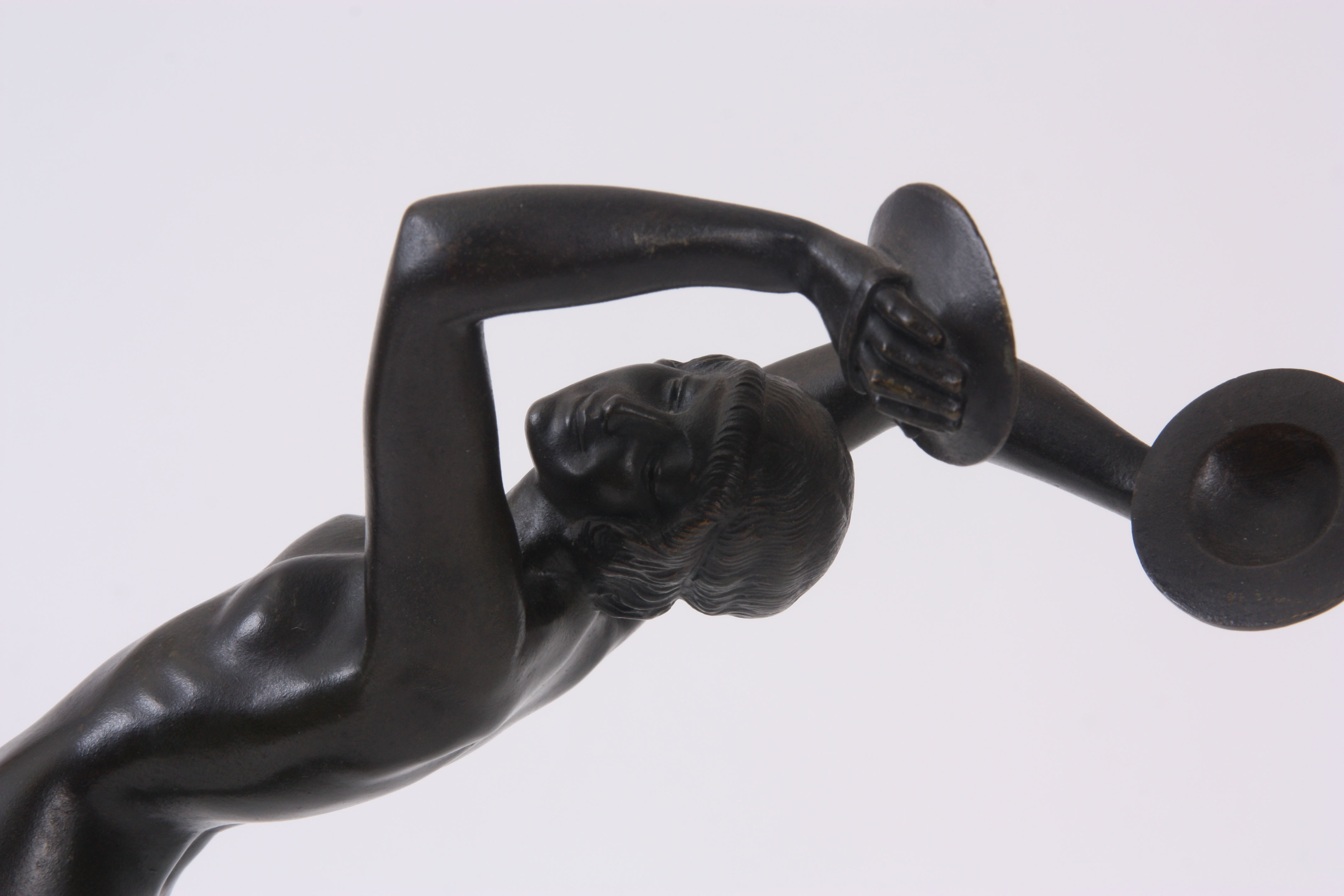 PIERRE LE FAGUAYS 1892 - 1962. A FRENCH ART DECO PATINATED BRONZE SCULPTURE formed as nude dancer - Image 6 of 9