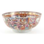 A 19TH CENTURY CHINESE CANTON BOWL decorated with figures in room and garden settings 26cm