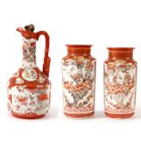 A PAIR OF JAPANESE MEIJI PERIOD SATSUMA VASES with painted scenes of flowering blossom and