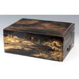 A LARGE LATE 19th CENTURY JAPANESE CHINOISERIE WRITING BOX with hinged lid revealing fitted