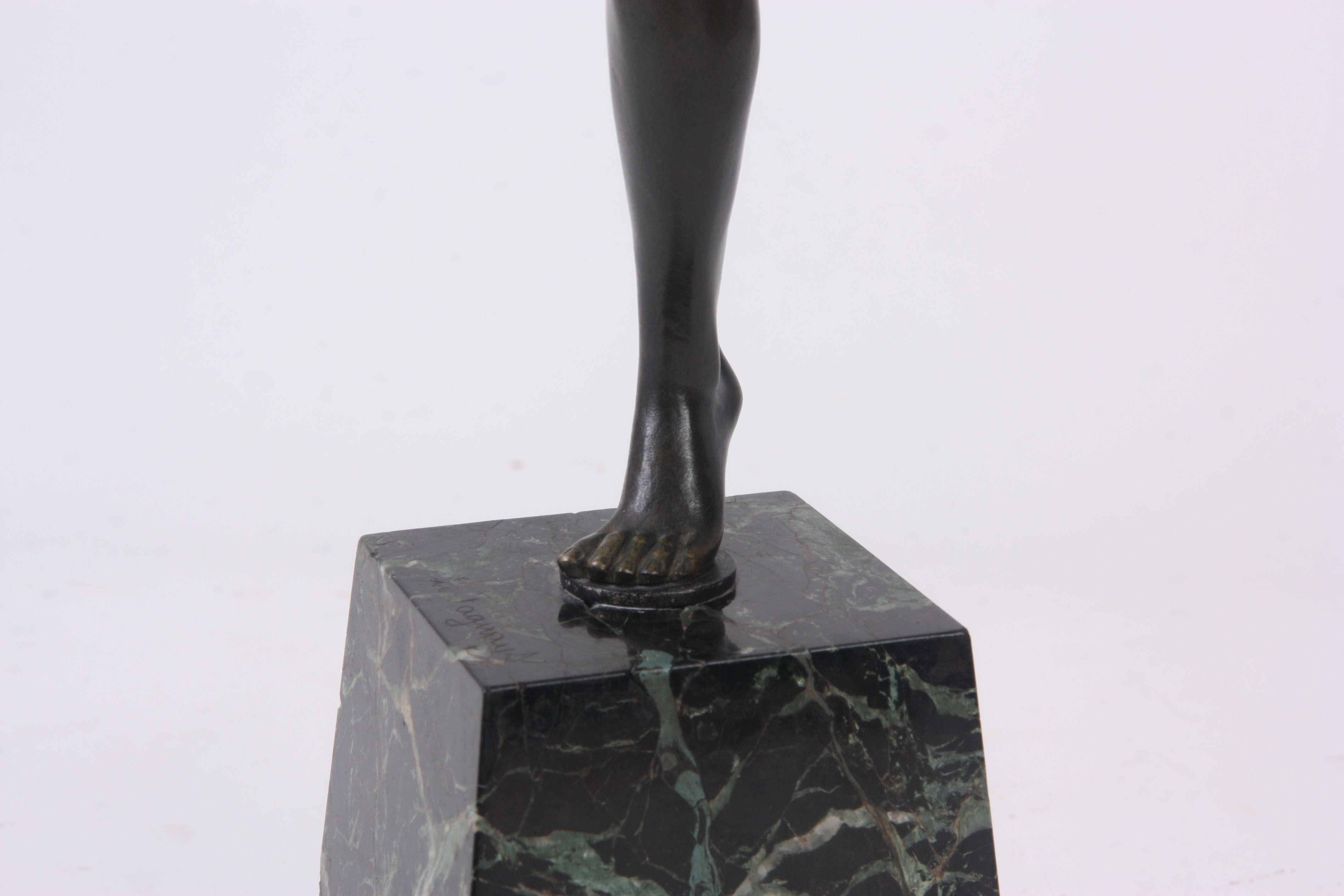 PIERRE LE FAGUAYS 1892 - 1962. A FRENCH ART DECO PATINATED BRONZE SCULPTURE formed as nude dancer - Image 2 of 9