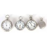 A SELECTION OF FOUR SWISS POCKET WATCHES in silver plated cases