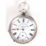 W E WATTS AN OPEN FACED POCKET WATCH in a silver case