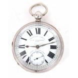 J N MASTERS A VERGE POCKET WATCH in a silver case