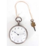 A QUARTER REPEATING KEY WIND POCKET WATCH in a silver plated case