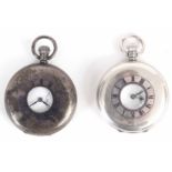 TWO SILVER HALF HUNTER POCKET WATCHES